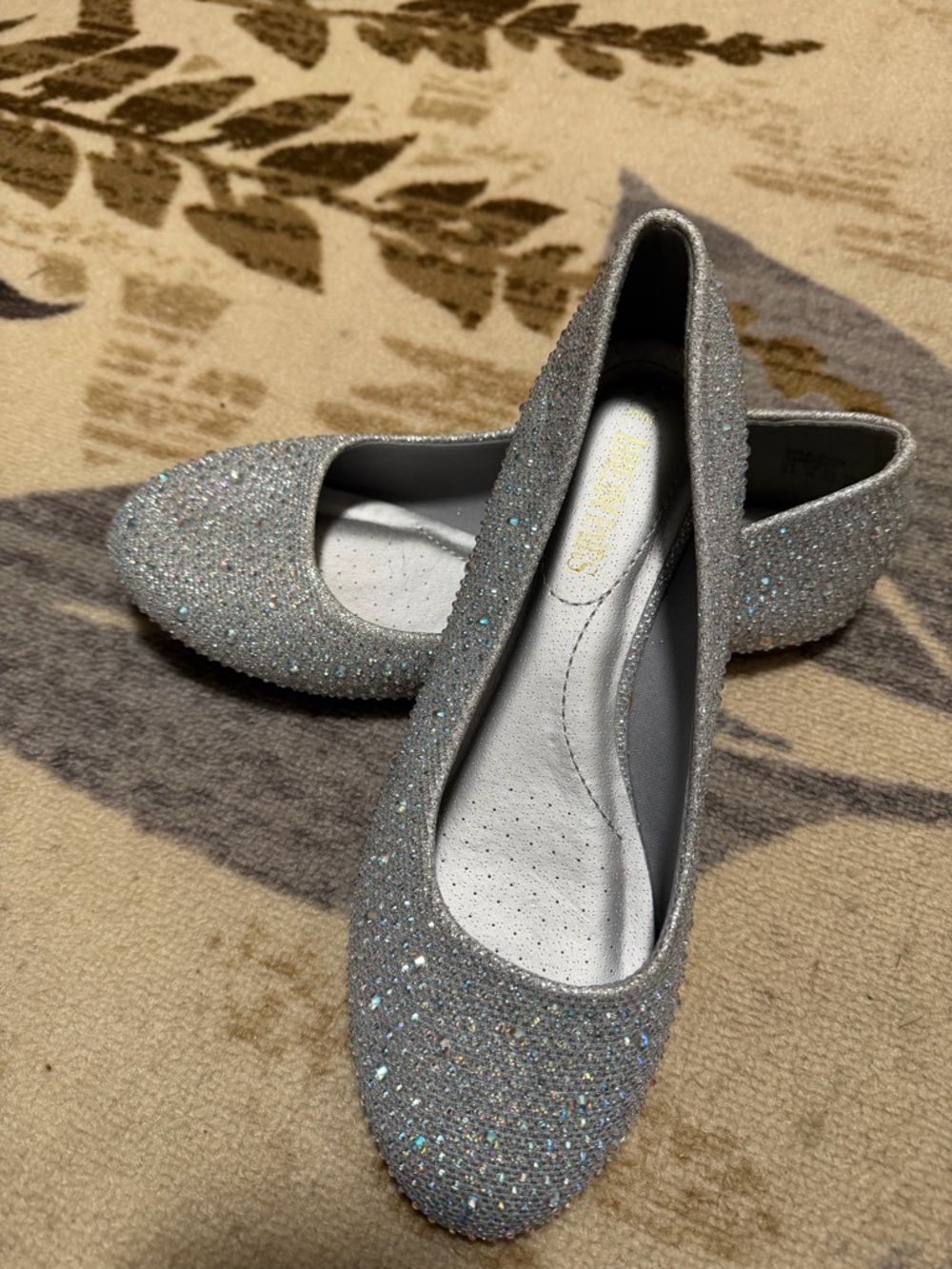 Dreampairs Sole Shine Silver Crystal Ballet Flats Size US 8.5 Wedding Formal EUC